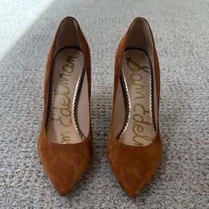 Sam Edelman Tan Suede Pointed-Toe Pumps